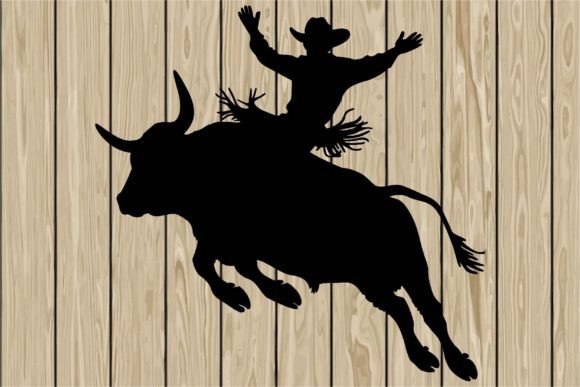 Cowboy Riding a Bull in Epic Pose