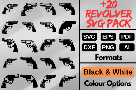 Revolver SVG Bundle Pack, Gun Clipart